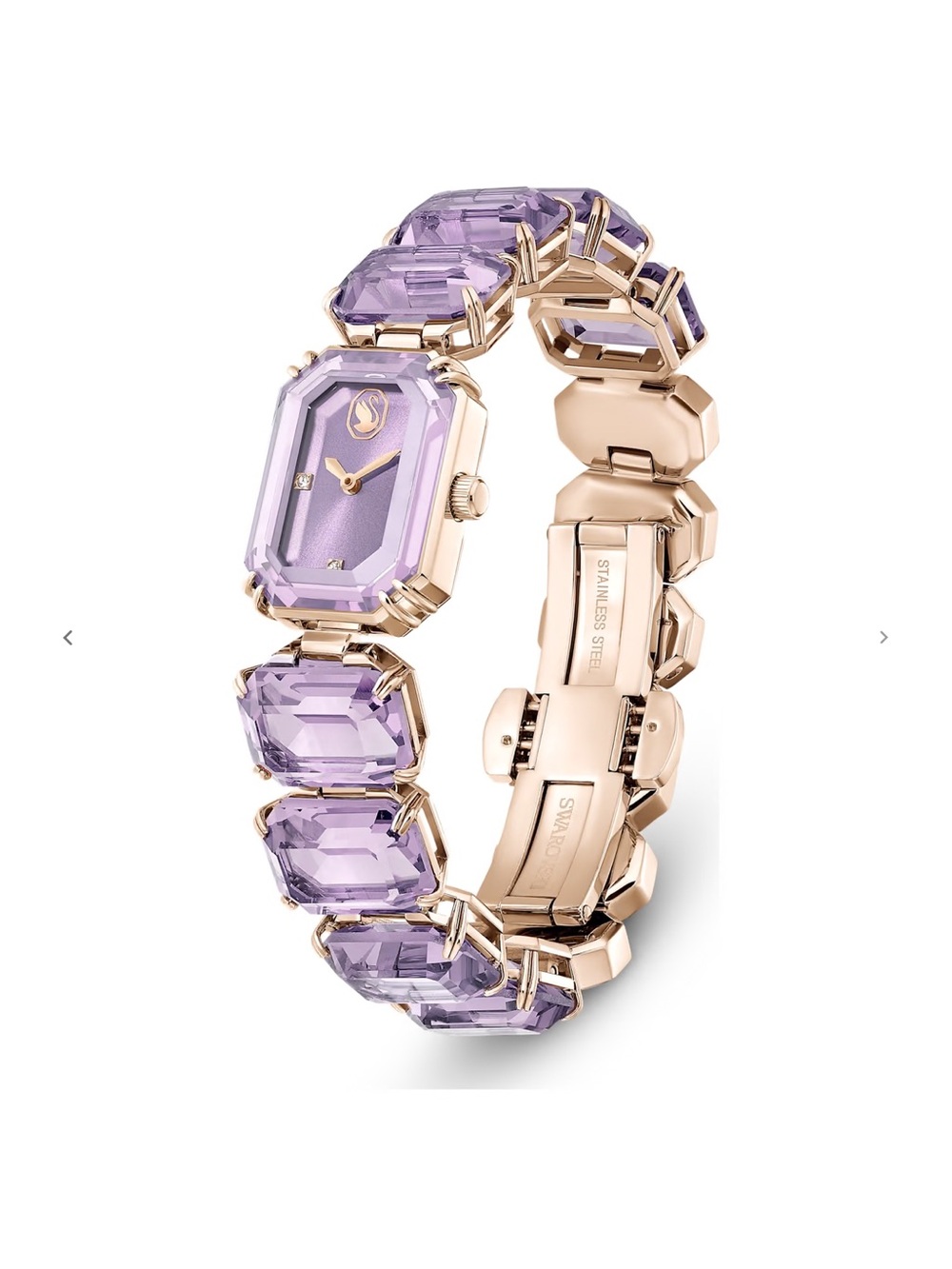 Octagon cut bracelet, Purple, Champagne gold-tone finish